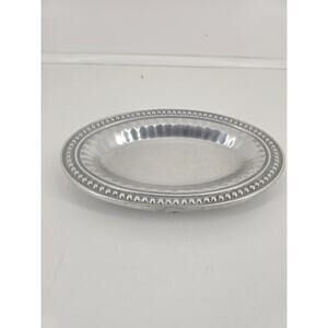 Pewter Decorative Plate w/ Beaded Rim – 8″ Round Accent Dish
